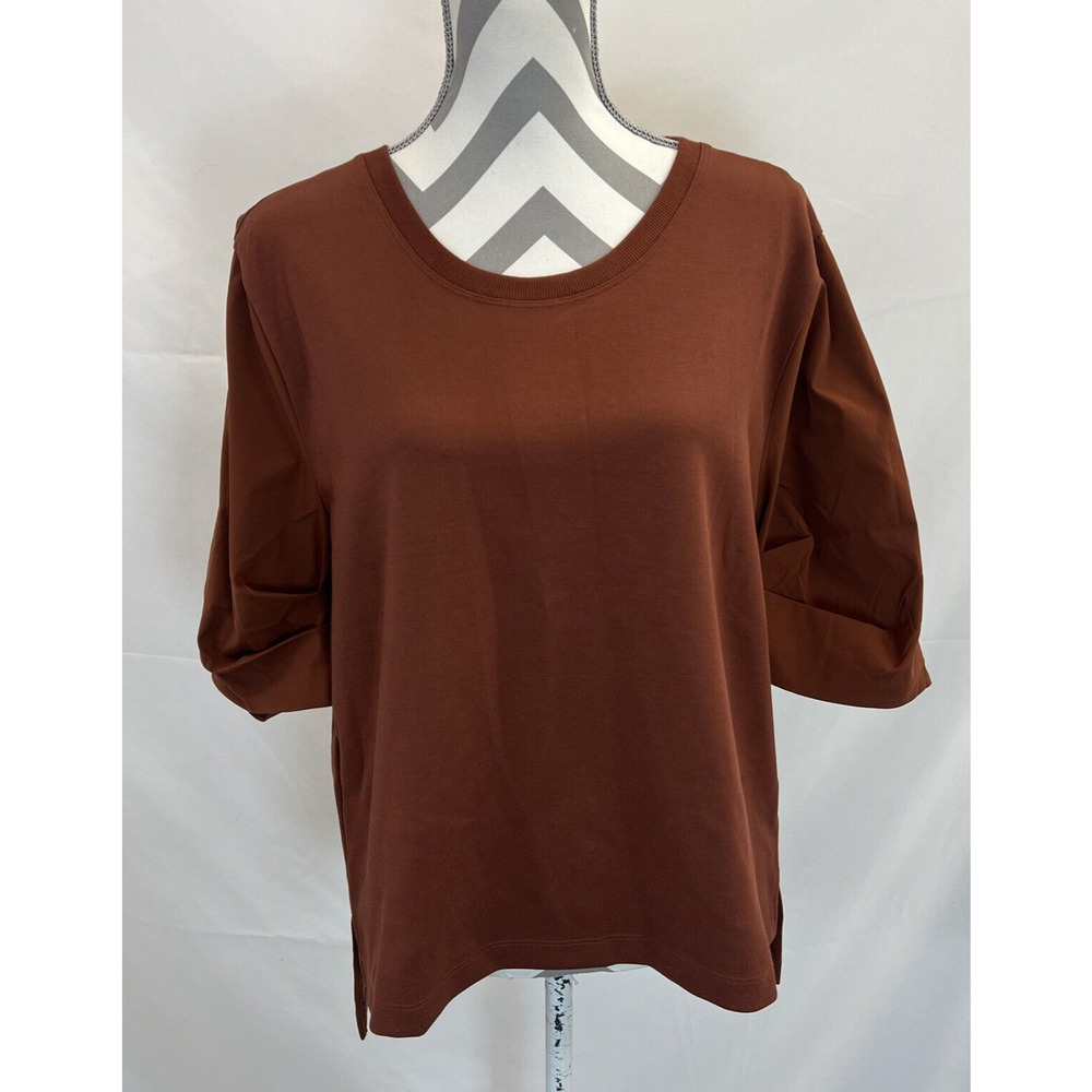 Athleta Harlow Hybrid Tee Cinnamon Color Women’s Top Size Medium $89 FS Charity